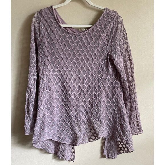 Capri shark bite hem textured purple shirt Sz M - Picture 1 of 11